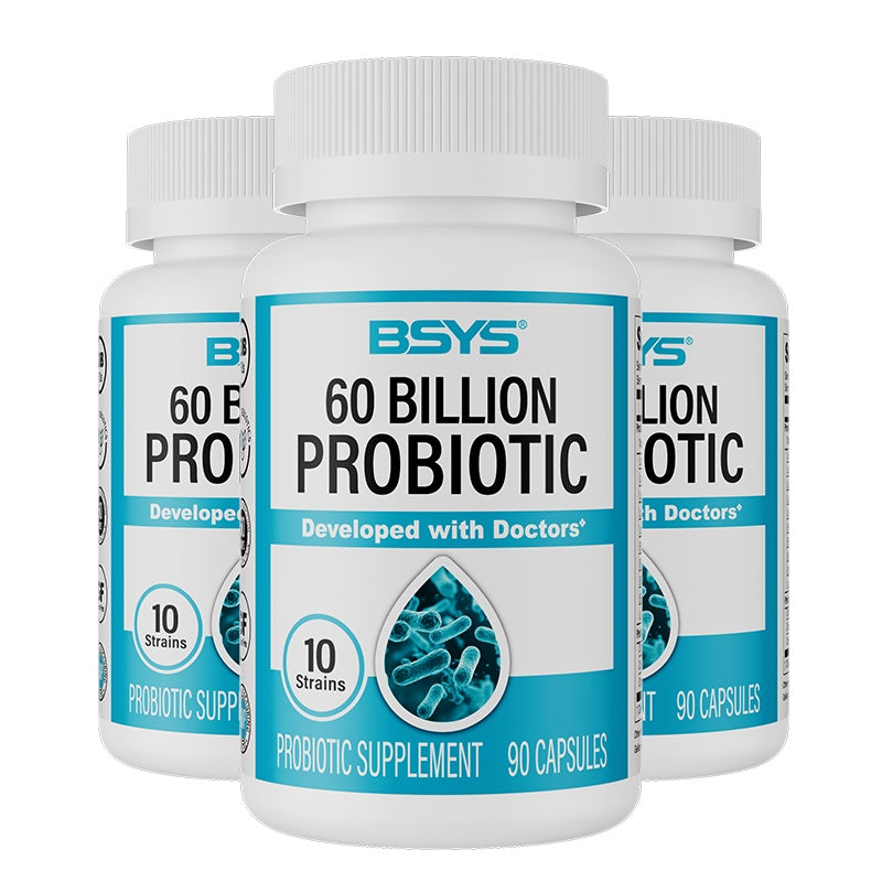 BSYS 60 Billion CFU Probiotic Capsules  Acid-Resistant Stomach-Resistant Formula  Intestinal Delivery Technology  Digestive & Immune Health Support  Daily Gut Wellness Supplement