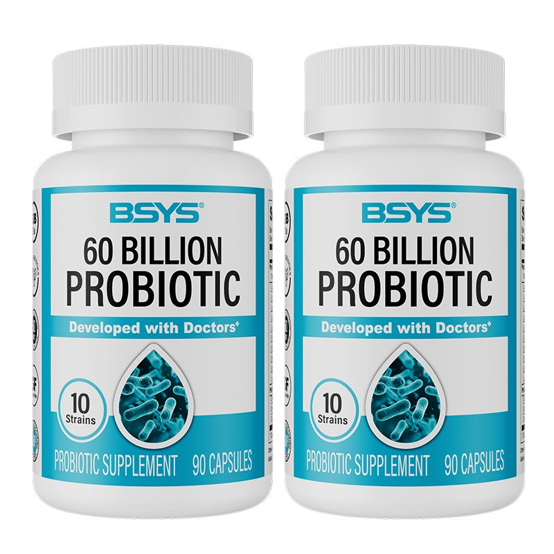 BSYS 60 Billion CFU Probiotic Capsules  Acid-Resistant Stomach-Resistant Formula  Intestinal Delivery Technology  Digestive & Immune Health Support  Daily Gut Wellness Supplement
