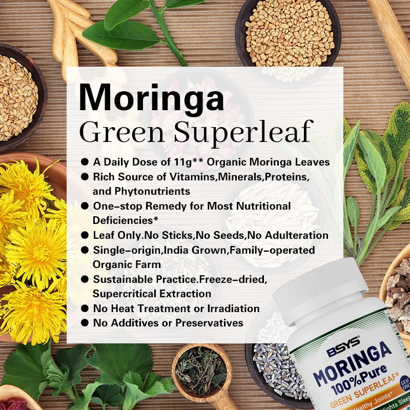 BSYS Moringa Capsules  Antioxidant & Anti-Inflammatory Support  Blood Sugar Health Aid  Cholesterol Balance Formula  Heart Wellness Support  Immune Boost & Natural Defense  Daily Superfood Suppl